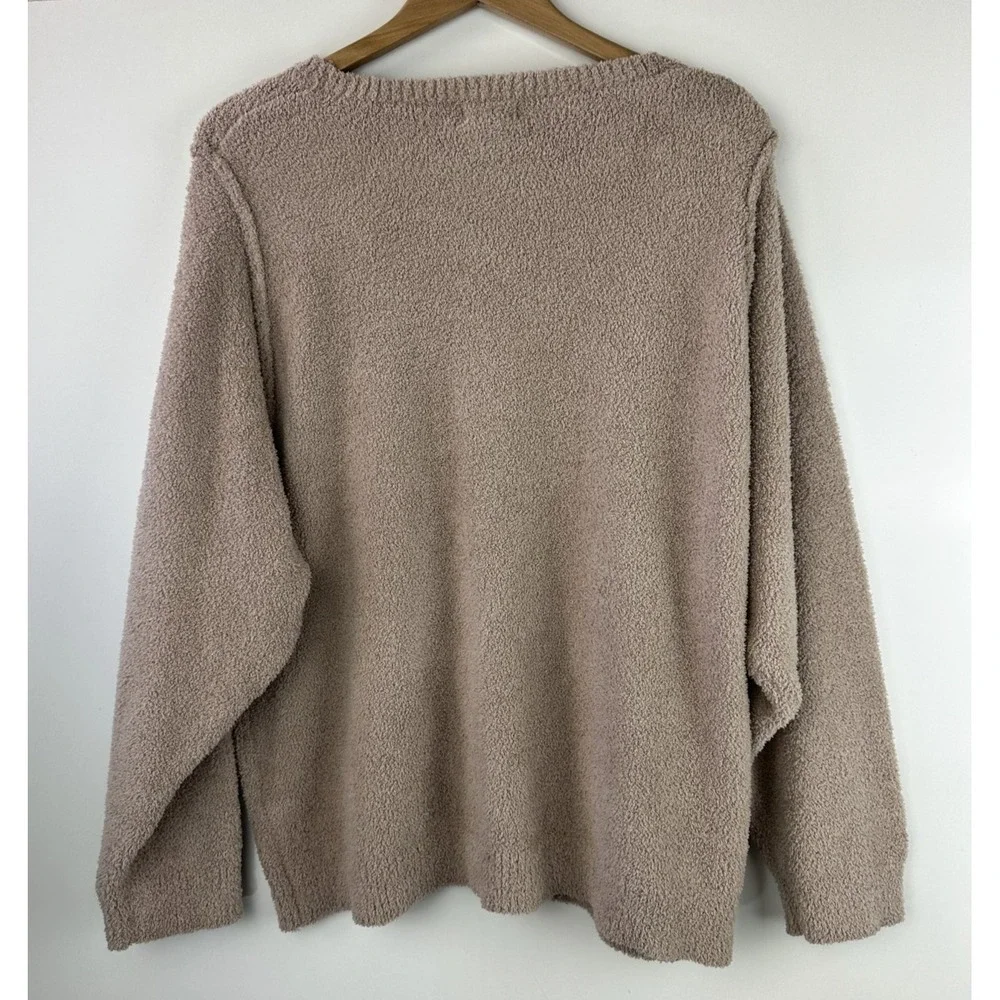 Softies Cozy Teddy Reverse Seam Crew Neck LS Top Pants Lounge Set Brown Size XL - Picture 7 of 16